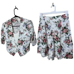 Vintage L.A. Girl Floral Print Blazer & Short Set Women's Size 9/10